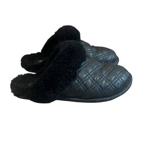 UGG Women's Scuffette II Quilted Genuine Shearling Slippers Black 7